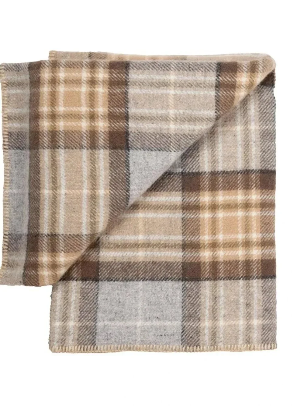 Prince of Scots Highland Tweeds Pure New Wool Fluffy Throw Blanket McKellar -Tan